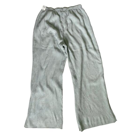 NWT Abercrombie & Fitch Crinkle Textured Pull-On Wide Leg Pant Medium Tall Green - Picture 5 of 9